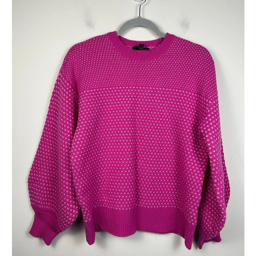 Summersalt Sweater Women Small Pink Wool Cashmere Balloon Sleeve Mix Stitch EUC